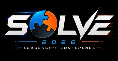 SOLVE 2026 Leadership Conference logo with a blue and orange puzzle-piece globe.